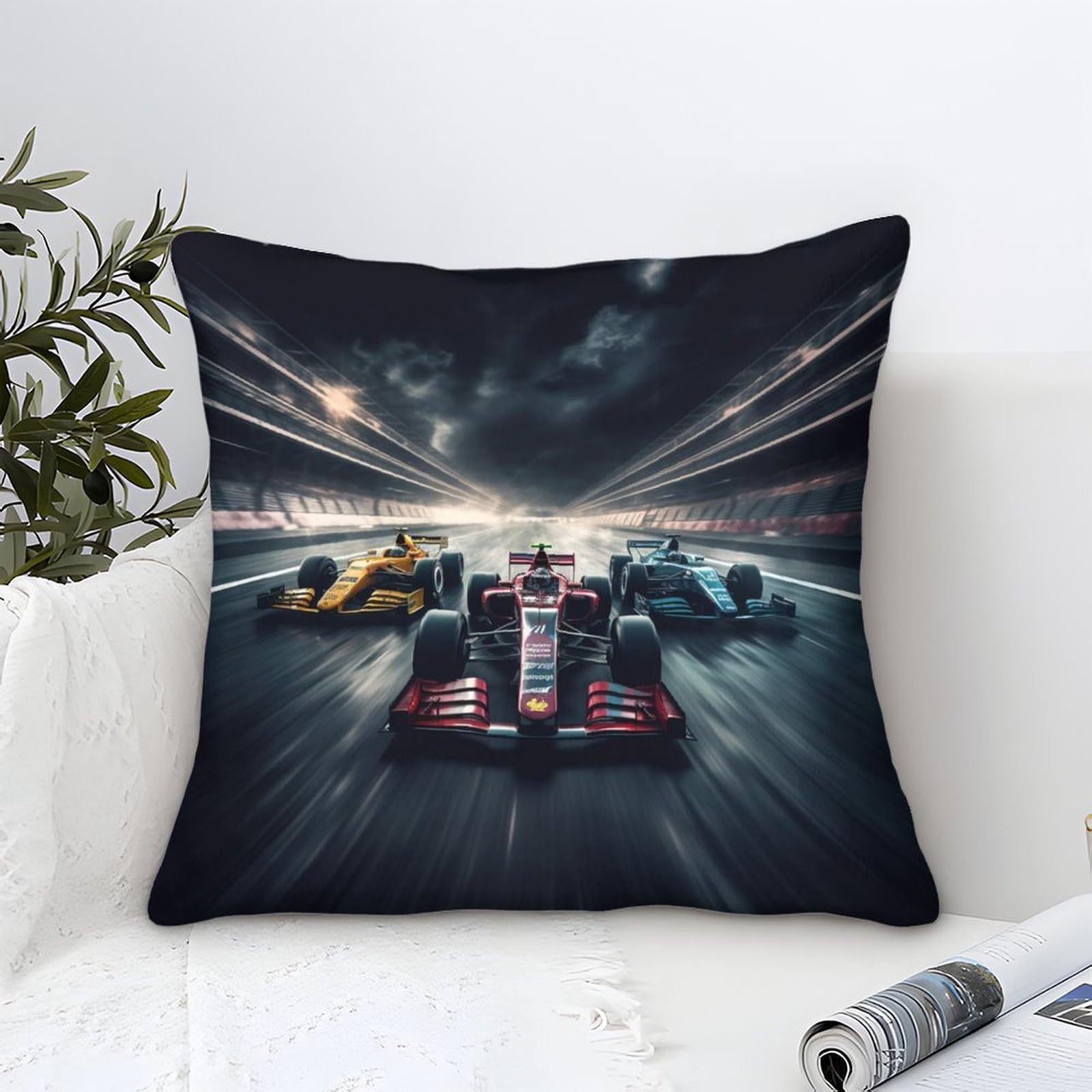 3U6C4M9K Formulaa Racing Throw Pillow Cover 40x40cm, Rectangle Pillow Cases Home Decorative Microfiber Racing Car Cushion Cover for Bed Sofa