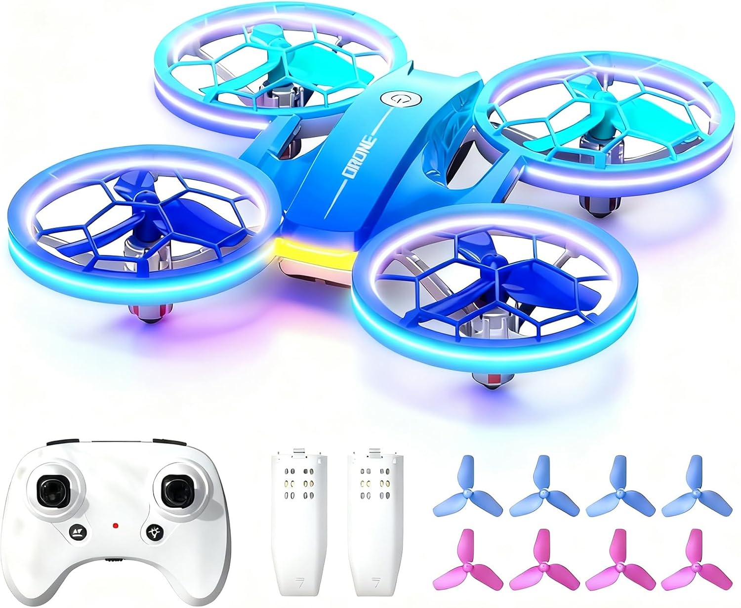 Drone for Kids and Beginners, Quadcopter Indoor Small with 2 Modular Batteries, 360° Flips, 3 Speeds, Auto Hover, LED Lights, Great Valentine‘s Day, Birthday Gift Toy for Boys and Girls