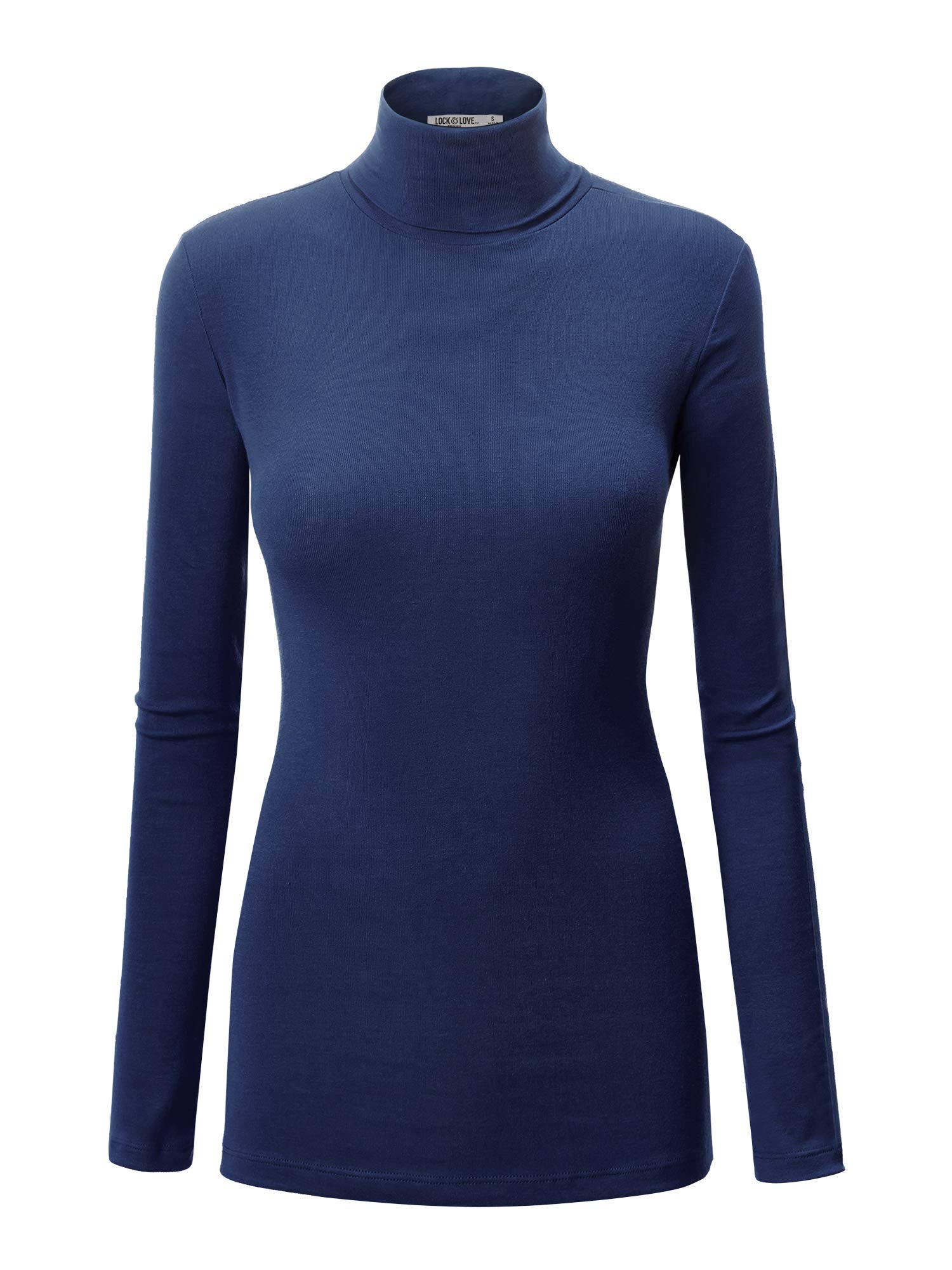 Lock and Love Women's Turtleneck Top Lightweight Long Sleeve Slim Fit Pullover, Soft Rayon Stretch Layering Basic, S-3XL