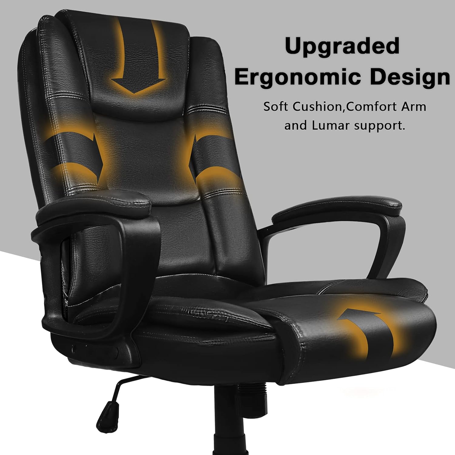 OFIKA Office Chair Computer Desk Chair Gaming - Ergonomic High Back Cushion Lumbar Support with Wheels Comfortable Black Leather Racing Seat Adjustable Swivel Rolling Home Executive (Black)