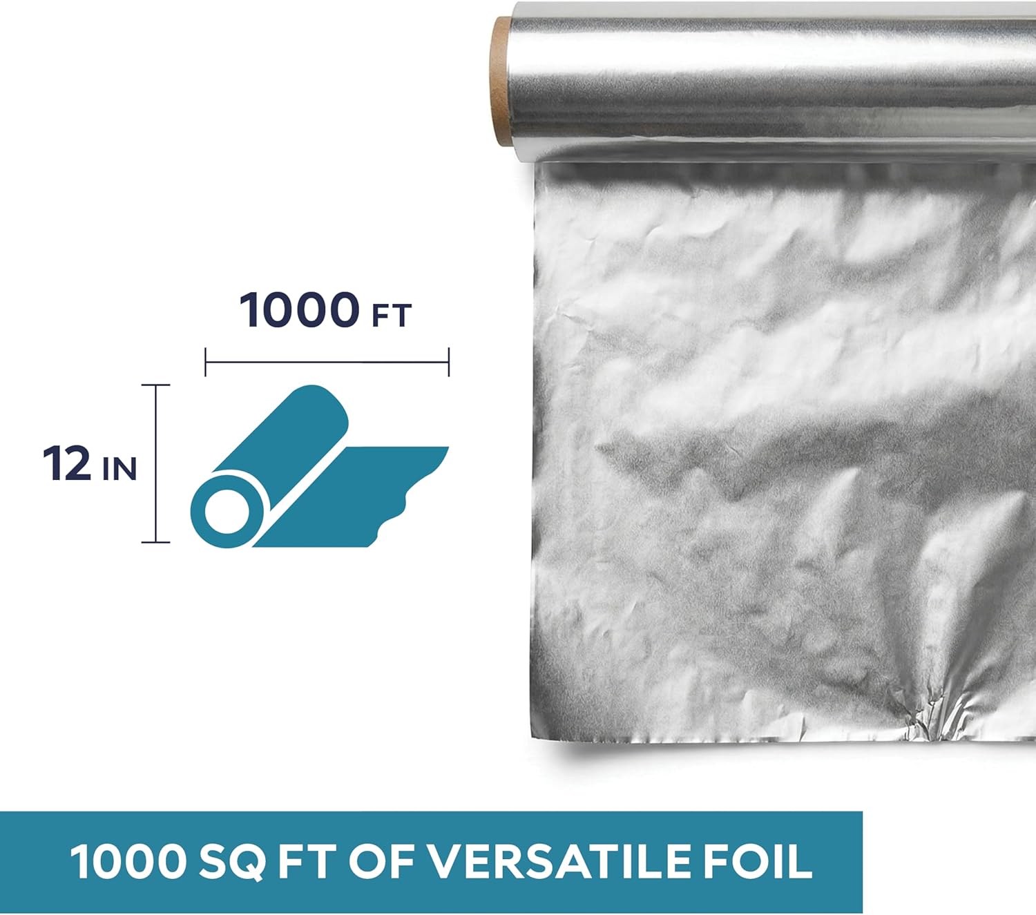 The Name Aluminum Foil Roll Commercial Grade Strength, Freezer Safe and Grill Safe, Tin Foil Packets for Food Service 12" 20 Micron 500SqFt
