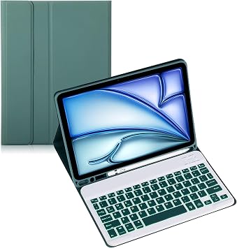 Keyboard Case for Samsung Galaxy Tab S10/S9/S8 Ultra 14.6inch Tablet, Multi Angle Bracket Keyboard Protective Cover,PU Soft Silicon Border with S Pen Holder Green,Backlight