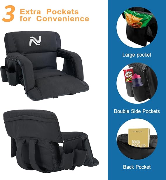 Extra Wide Stadium Seats with Back Support,4.7 Thick Padded Bleacher Chair