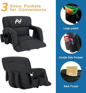 Extra Wide Stadium Seats with Back Support,4.7 Thick Padded Bleacher Chair