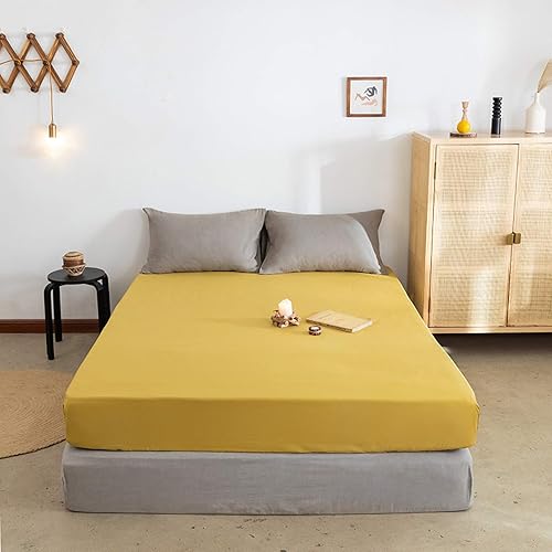 FCLDESHOP Sábanas bajeras de algodón de color sólido suave protector de colchón antideslizante para habitación de huéspedes de hotel para cama