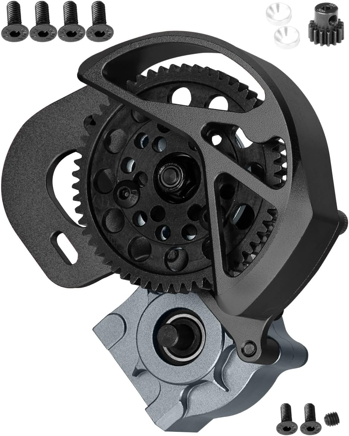 Transmission Gearbox Upgrades Part for 1/10 SCX10, SCX10 II 90046,90047,AX10 RC Crawler Truck,Aluminum Center Transmission Gearbox Hops up,Black&Titanium