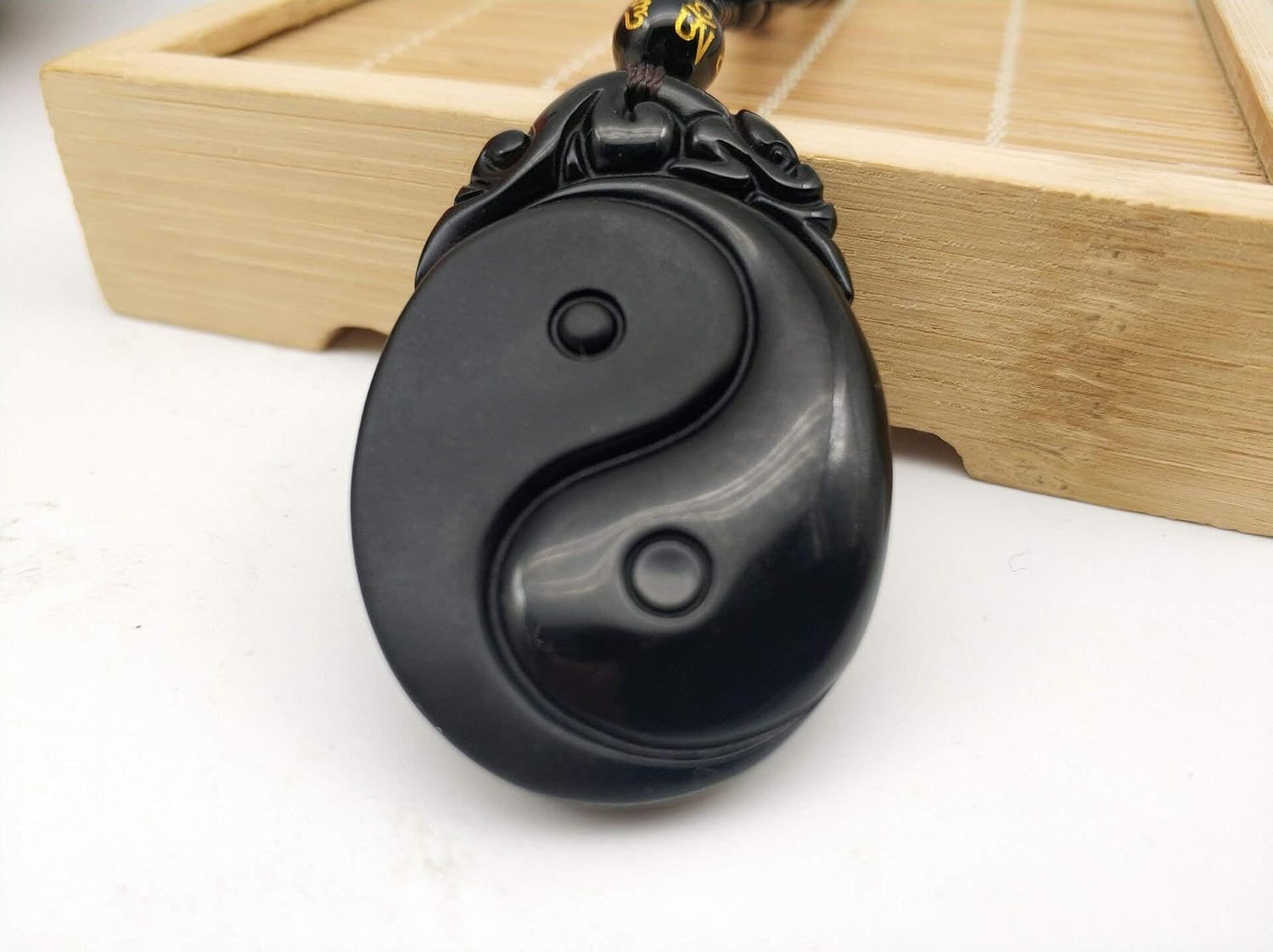 c1lint7785631 Handmade natural obsidian auspicious wealthy mother elephant jade pendant necklace