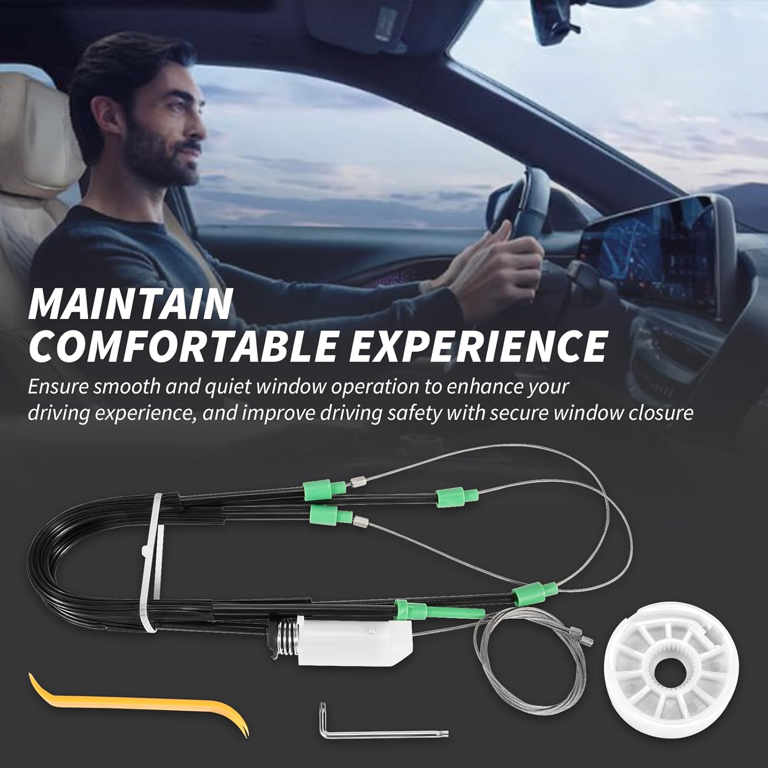 Window Regulator Repair Kit Compatible with 2004-2009 Cadillac XLR 4.6L,Replacement Driver Side Front Left Window Regulator Repair Kit