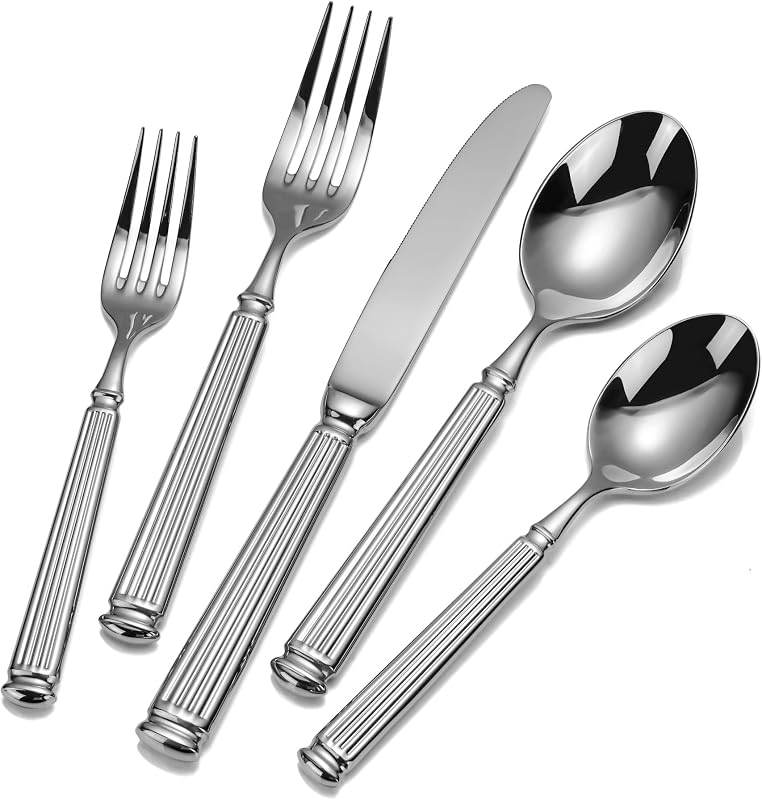 60 Pieces Heavy Duty Silverware, 18/10 Stainless Steel Flatware Set for 12 | Forged Flatware Dishwasher Safe, Knife Spoon and Fork Set for Dinner, Luxury Thick Handle Silverware Sets