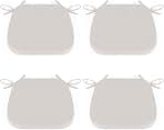 Shinnwa Cojines para silla de cocina para sillas de comedor, cojín y cojín con lazos, para interiores, antideslizantes, de madera, metal, juego de 4 [14.5 x 15.5 pulgadas] blanco roto