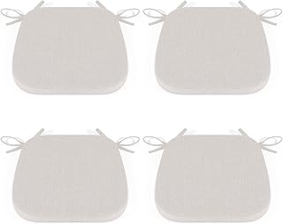 Shinnwa Kitchen Chair Cushions Set of 4, Dining Room Chairs Cushions with Ties, Indoor Seat Pads, 4 Pack, 15 x 15.5 inches, Off White