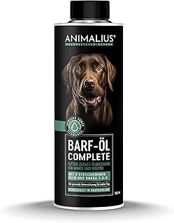 Barf Complete Öl für Hunde | Premium Barf Zusatz Futteröl mit Lachs-, Lein-, Hanfsamen-, Nachtkerzen- und Borretschöl - 500ml