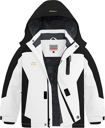 WULFUL Boys Waterproof Ski Jackets Warm Fleece Lined Hooded Winter Snow Coat
