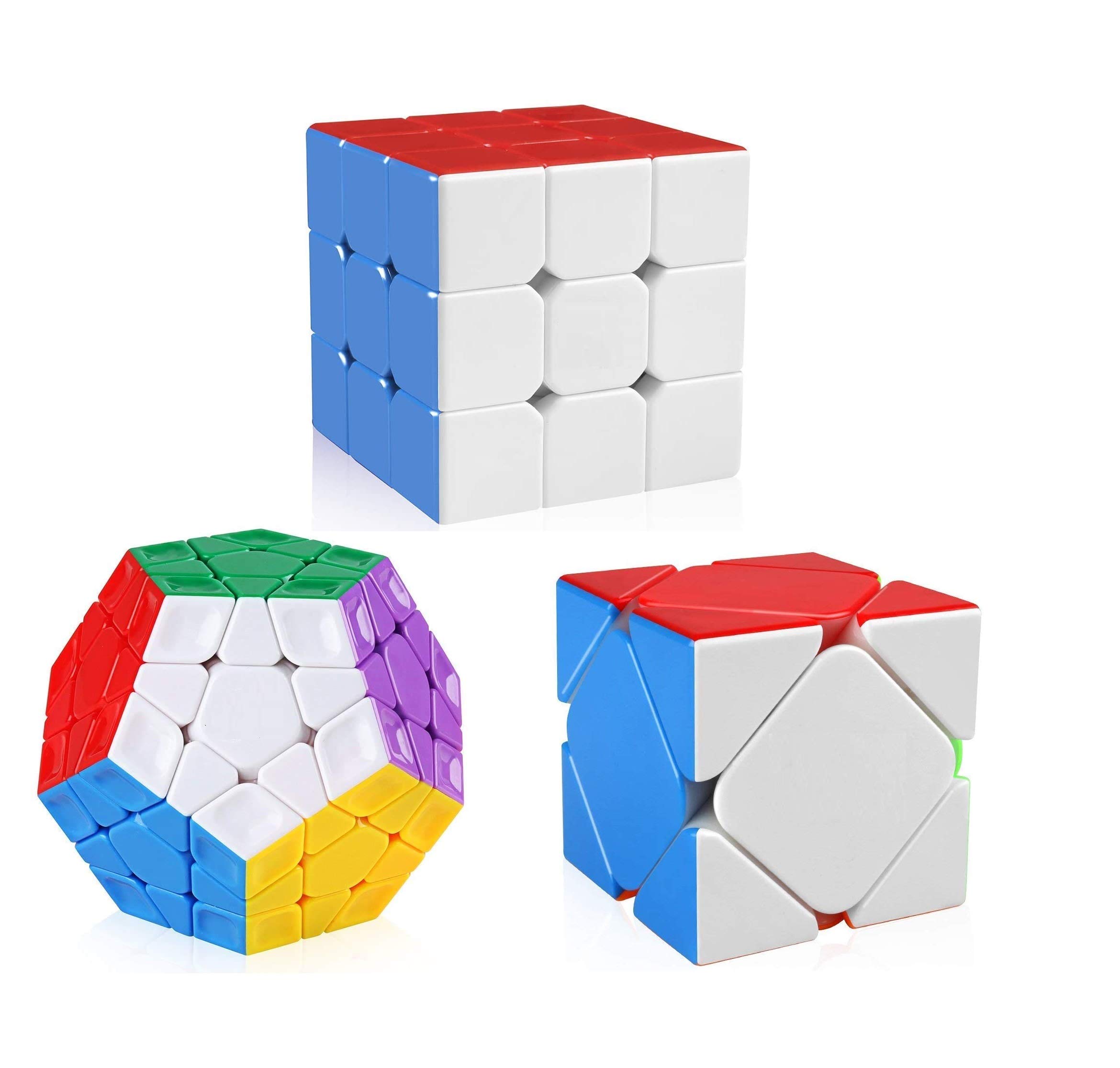 3x3 Megaminx Skewb Speed Cube Set Stickerless Magic Cube Bundle 3x3x3 Megaminx Skewb Puzzles Toys