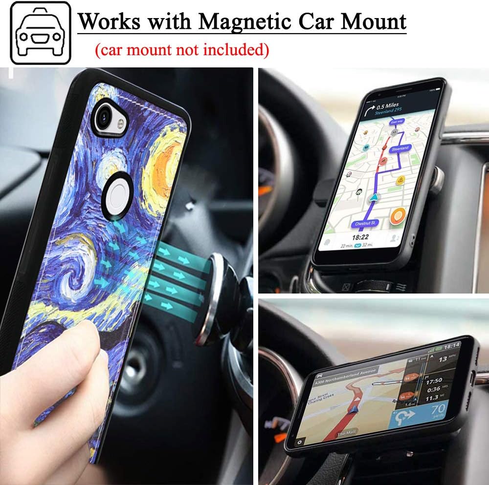 Mefon Google Pixel 3a Case Wallet Leather Detachable, with Tempered Glass and Wrist Strap, Enhanced Magnetic Closure, Card Slot, Kickstand, Durable Slim, Flip Folio Cases for Pixel 3a (Starry Night)