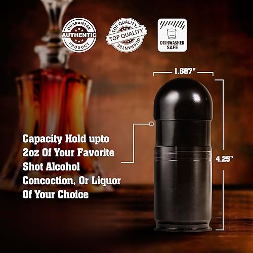 Miniatura 4 de Lucky Shot - Vaso de chupito con carcasa de 1.575 in  Cristalería de estilo militar  Vasos de chupito de tequila con base pesada  Vasos divertidos