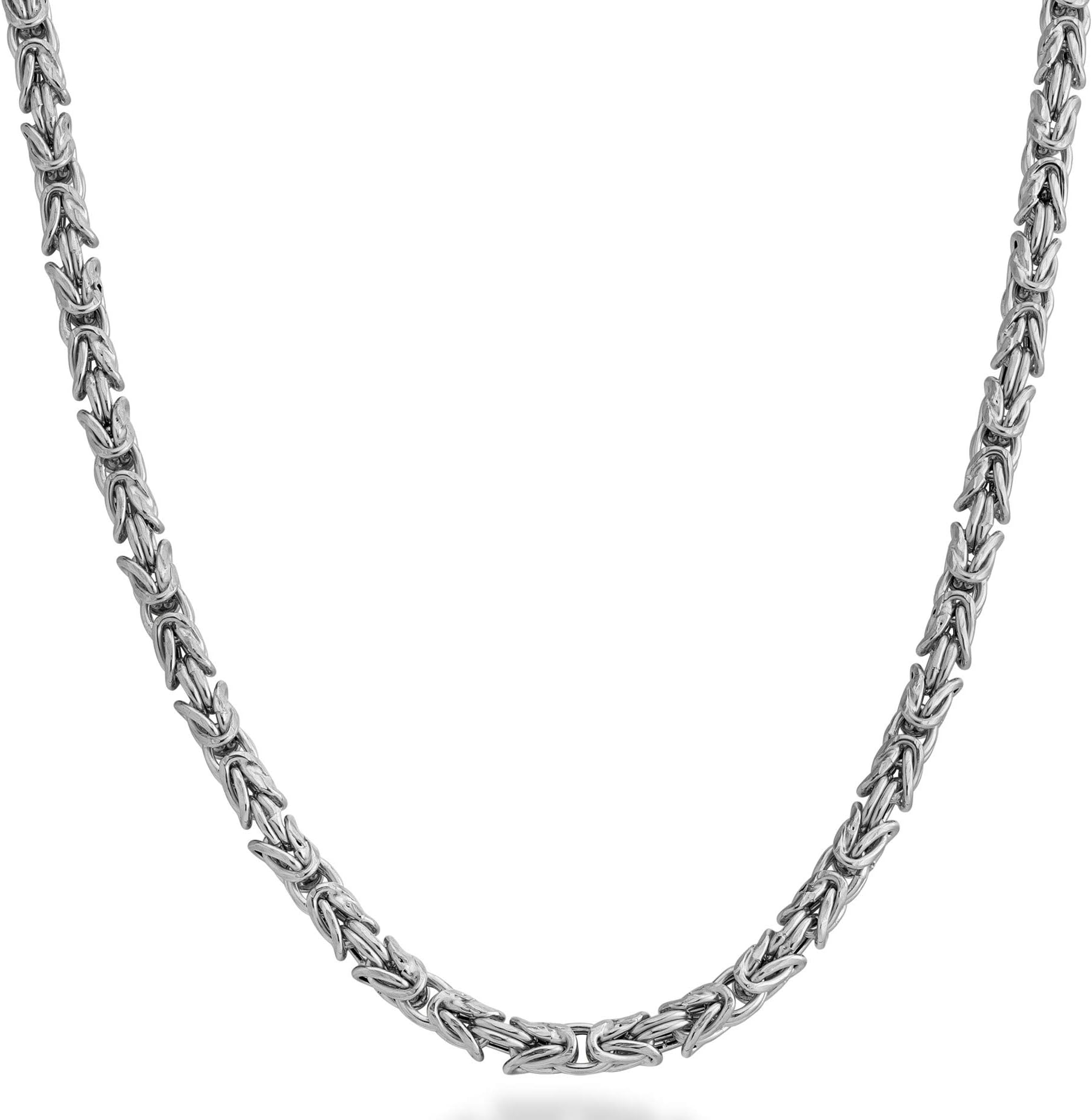 Miabella Italian 925 Sterling Silver 4.5mm Round Byzantine Link Chain Necklace for Women Men, Handmade in Italy