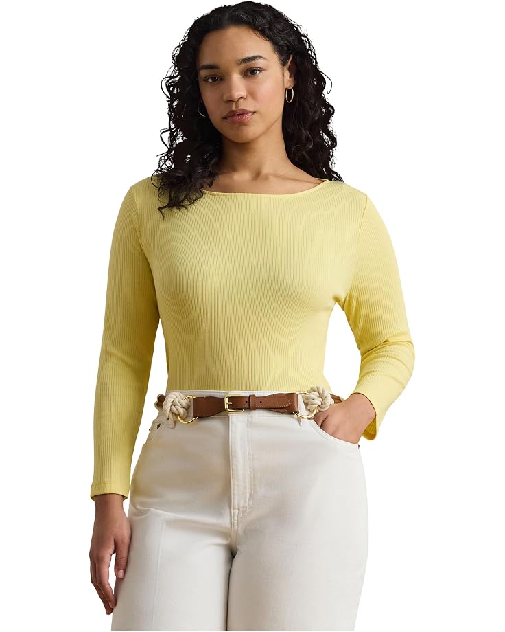 Lauren Ralph Lauren Rib-Knit Cotton-Blend Boatneck Tee - Main View