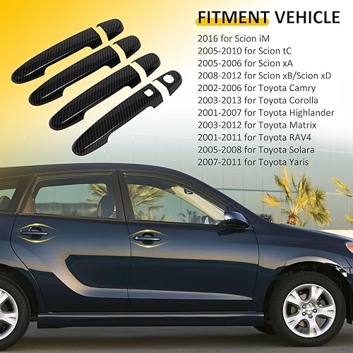 Miniatura 7 de OCPTY 4 cubiertas para manijas de puerta para Toyota Matrix 2003-2012 Toyota RAV4 2001-2011 2005-2008 Toyota Solara 2007-2011 Toyota Yaris Exterior