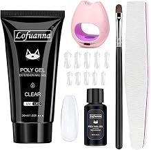 Lofuanna Poly Gel Nail Extension Kit - 30ml Clear Gel Poly Gel Kit with Nail Lamp, Nail Brush, Nail Strengthening Kit, DIY for Beginners