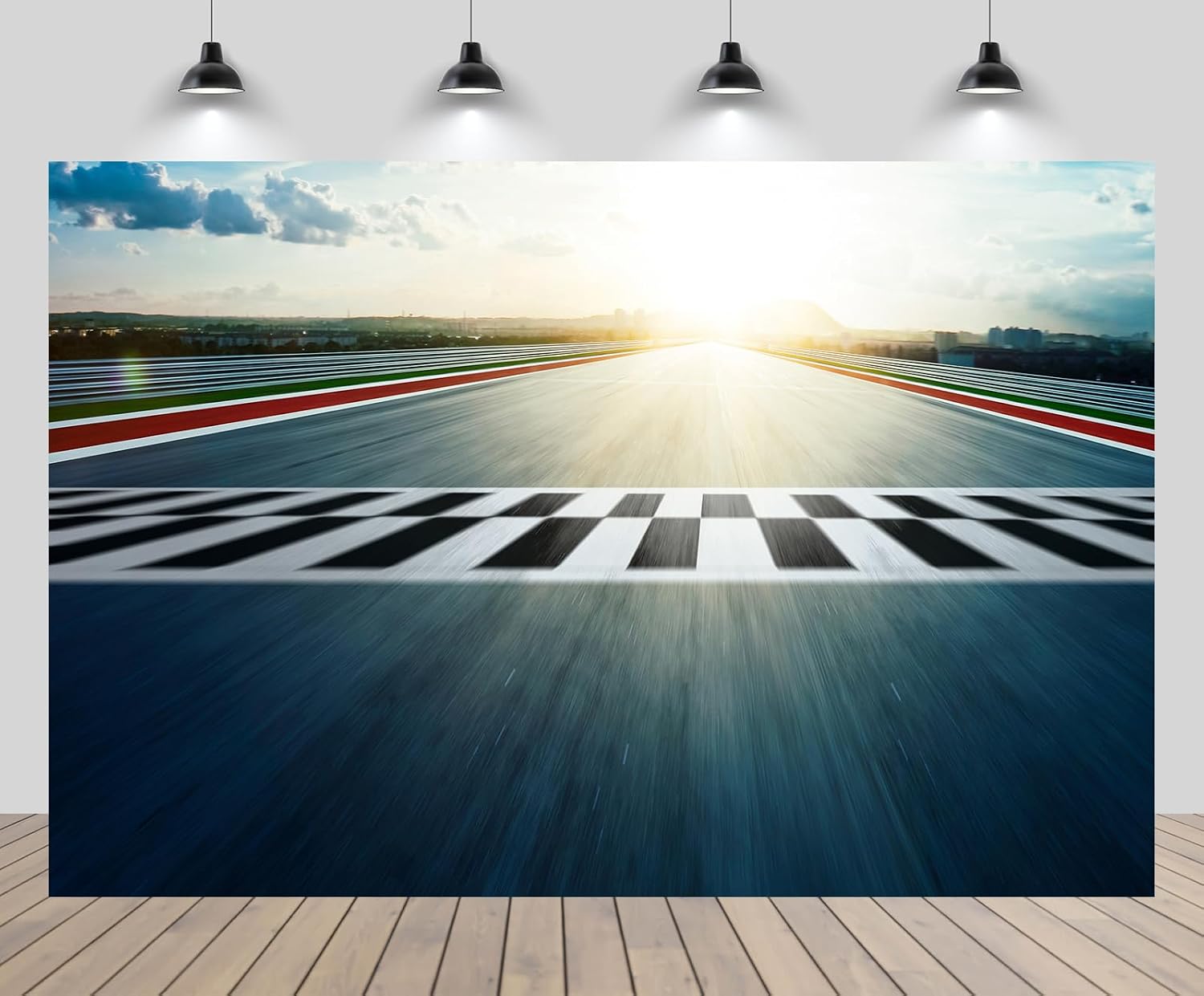 Amazon.com : chnywork 15x8ft Racing Backdrop Finish Line Race Track ...
