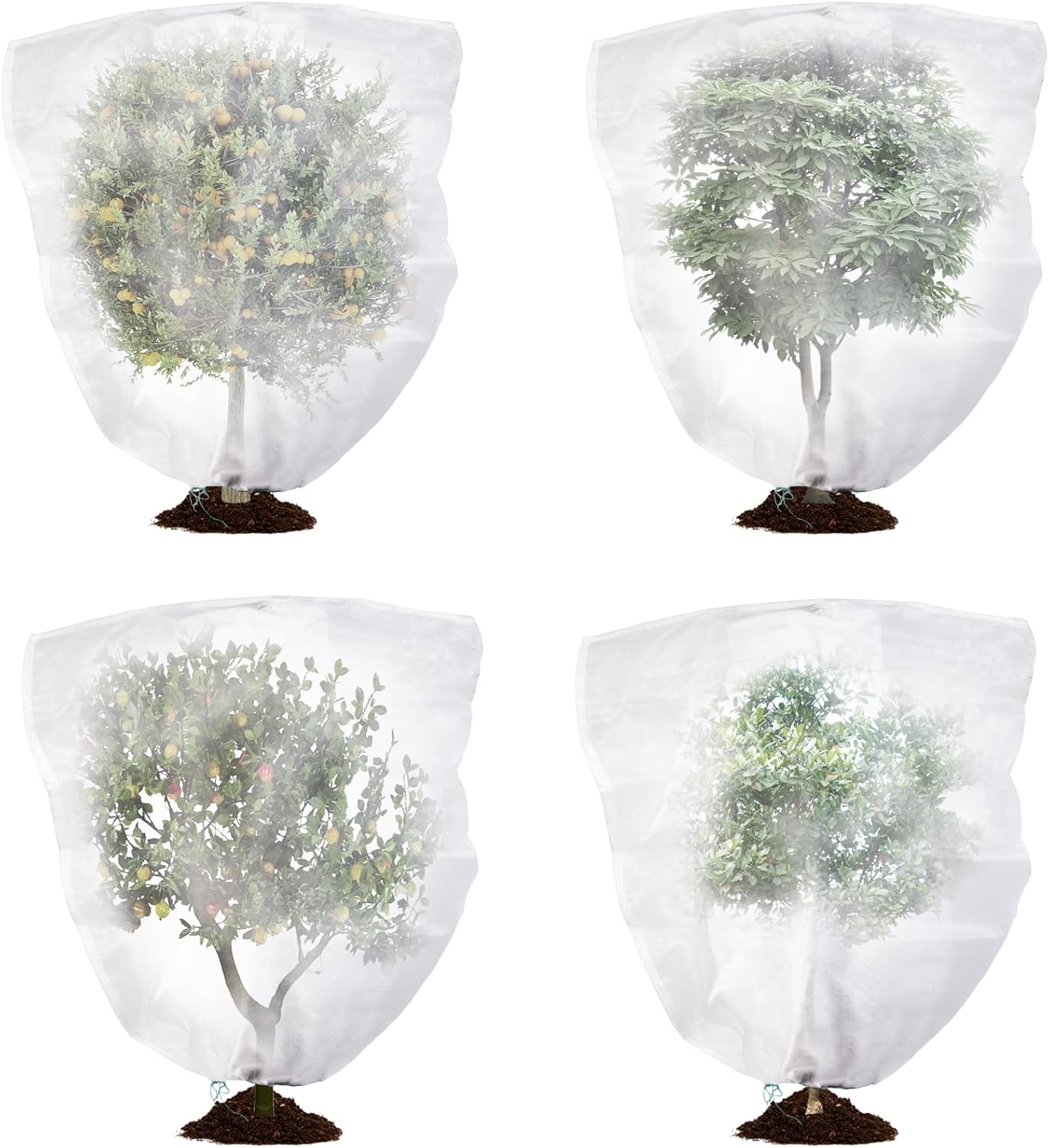 Qaziuy 4Pcs Insect Bird Netting,140 x 105cm Fruit Tree Netting Plant