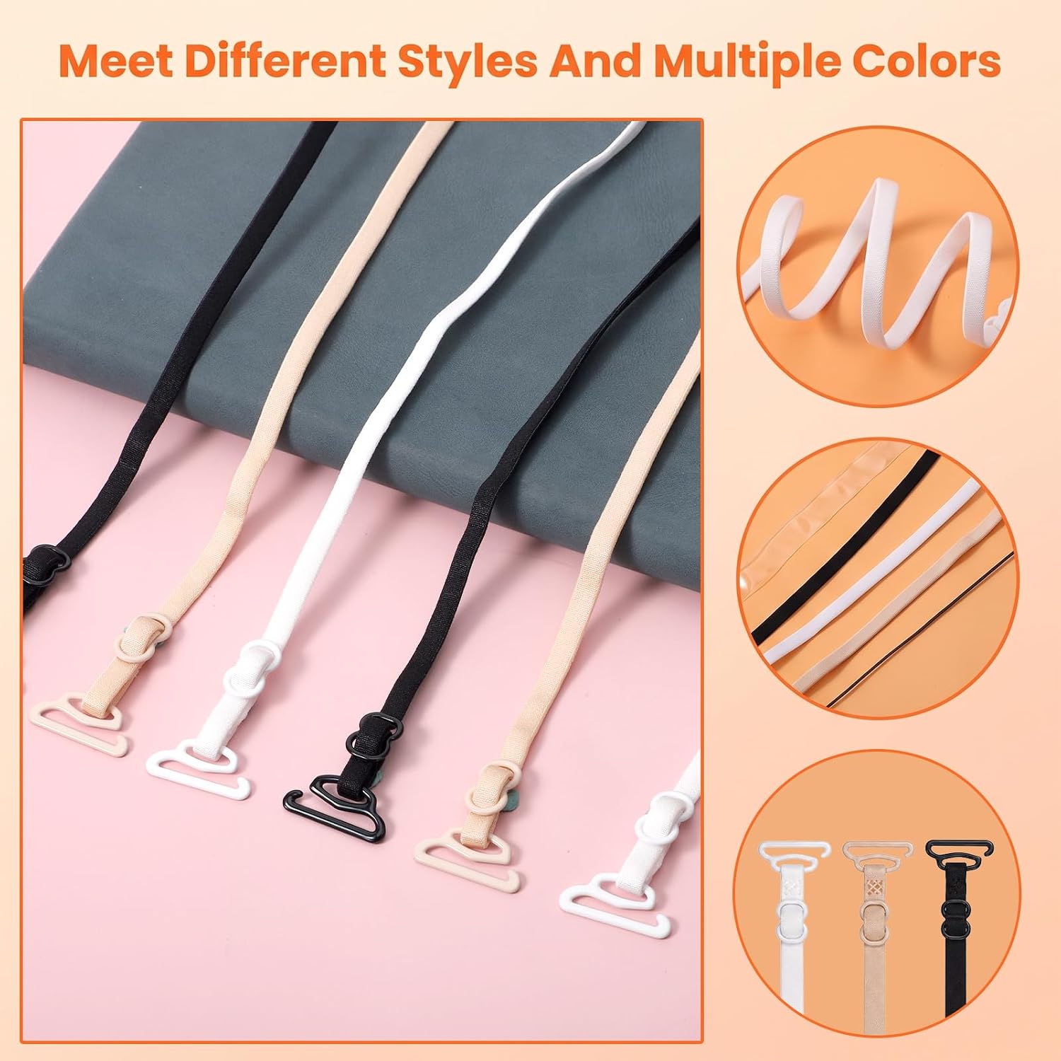 32 Pcs Clear Bra Straps, Adjustable Invisible Thin Bra Straps image 3