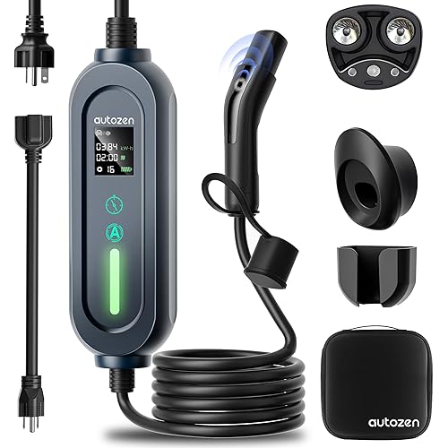 16A Level 1/2 Charger for Tesla [Adjustable Current, Delay Charge & Smart Display] NACS Mobile/Home Charger, NEMA 6-20/5-15 Plug, 110-240V, 21ft Mobile Connector Cable for Model X/Y/3/S/Cybertruck