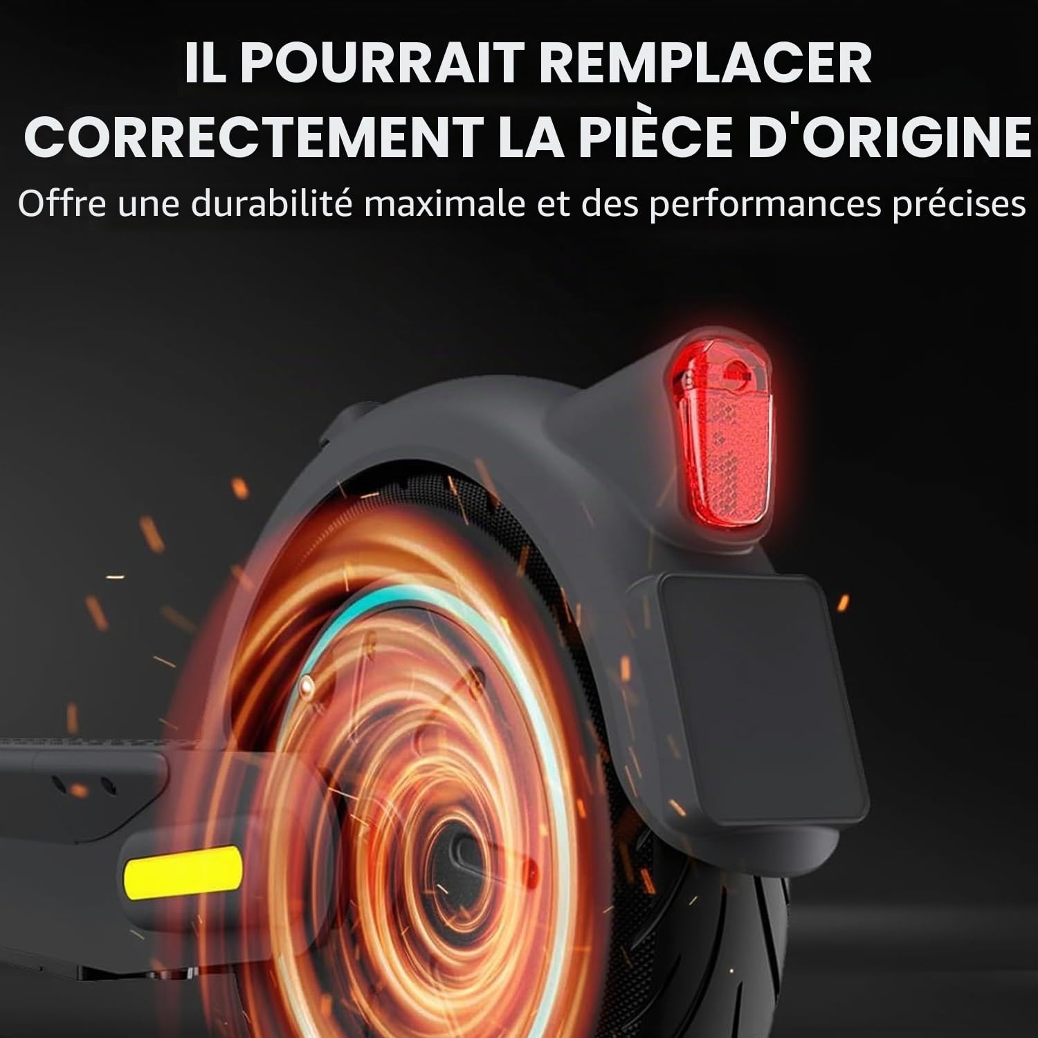 Garde-boue arrière et arrière LED pour Segway Ninebot Max G30 G30D Fender Taillight Garde-boue arrière avec crochet, feu arrière (noir)