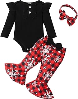 Kislio Newborn Baby Girls Clothes Ribbed Ruffled Romper+Floral Pants+Headband Infant Outfit Set