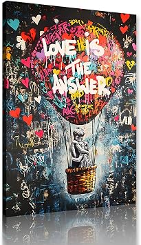 Yeesjoee Street Graffiti Canvas Print Wall Art Banksy Art Wall Decor Colorful Street Art Banksy Posters Abstract Graffiti Picture Painting for Bedroom Living Room, 12 x 16inch