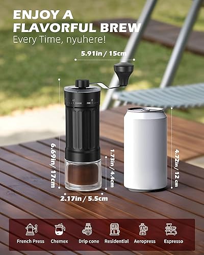 Miniatura 3 de GCCTXC - Molinillo de café manual con rebabas de cerámica, manivela de mano, molinillo de expreso para goteo grueso, vertido fino sobre prensa