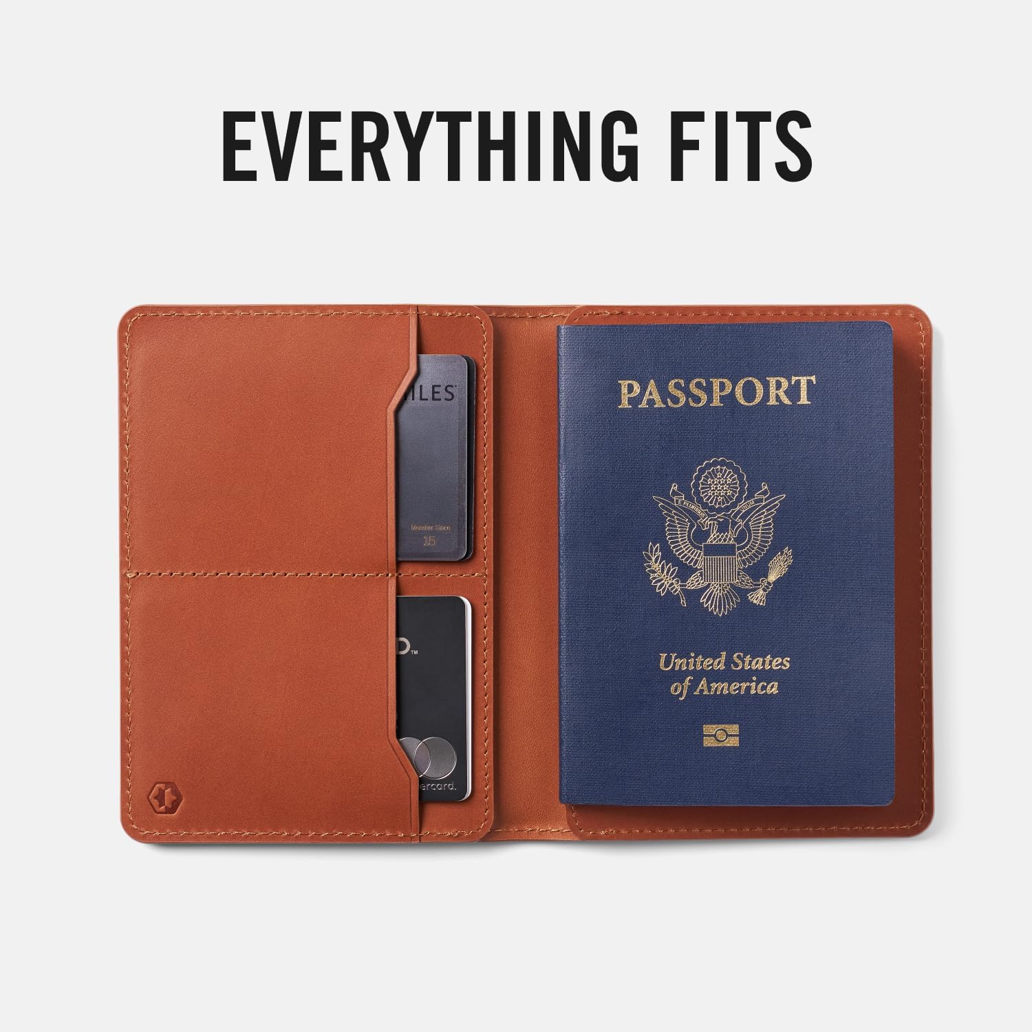 Ridge Passport Holder - Leather Travel Wallet, RFID Protection, Holds Passport, 6 Credit Cards, Folded Cash, And a Boarding Pass (Tobacco Brown)