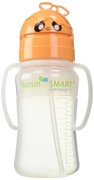Innobaby NURSIN Smart 9 Ounce Silicone Training Straw Cup, Orange,NS-SSC-03