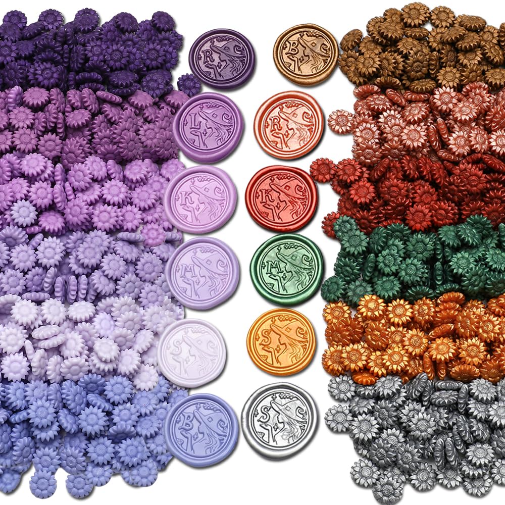 YOLAKIS Purple Wax Seal Beads, 700pcs Assorted for DIY Wax Stamps, Wedding Invitations & Envelope Sealing