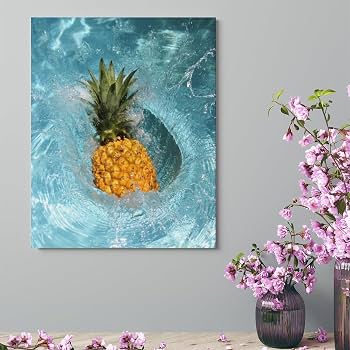 Amazon.co.jp: 絵画 パイナップルが水に落ちる瞬間インテリア 絵画