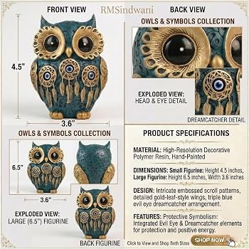 RMsindwani Spiritual Goddess Lakshmi's Vahana Divine Owl Statue