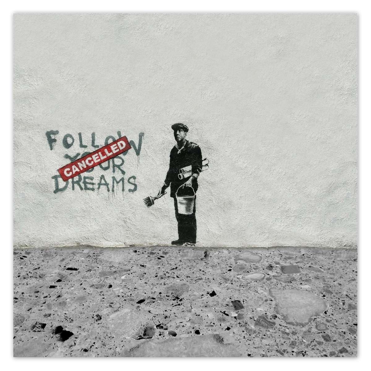 Papier peint Banksy Follow Your Dreams pour masquer mur abîmé