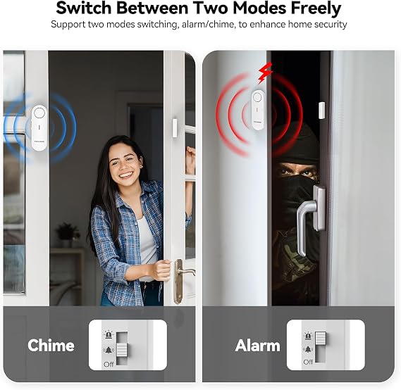 TechRise Window Alarms Door Alarms,Easy-to-Install 2-in-1 Alarm & Chime