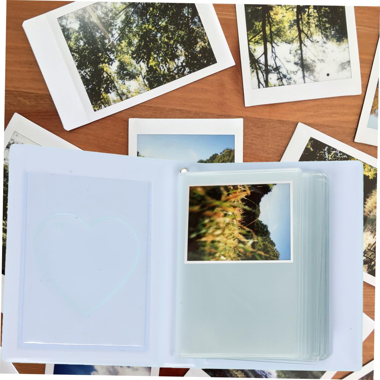 Heart Hollow Mini Photo Album 3-inch Mirror Cover Small Photo Card Book Mint Green, Portable Picture Album for Instant Camera and Collectible Cards Storage image 4