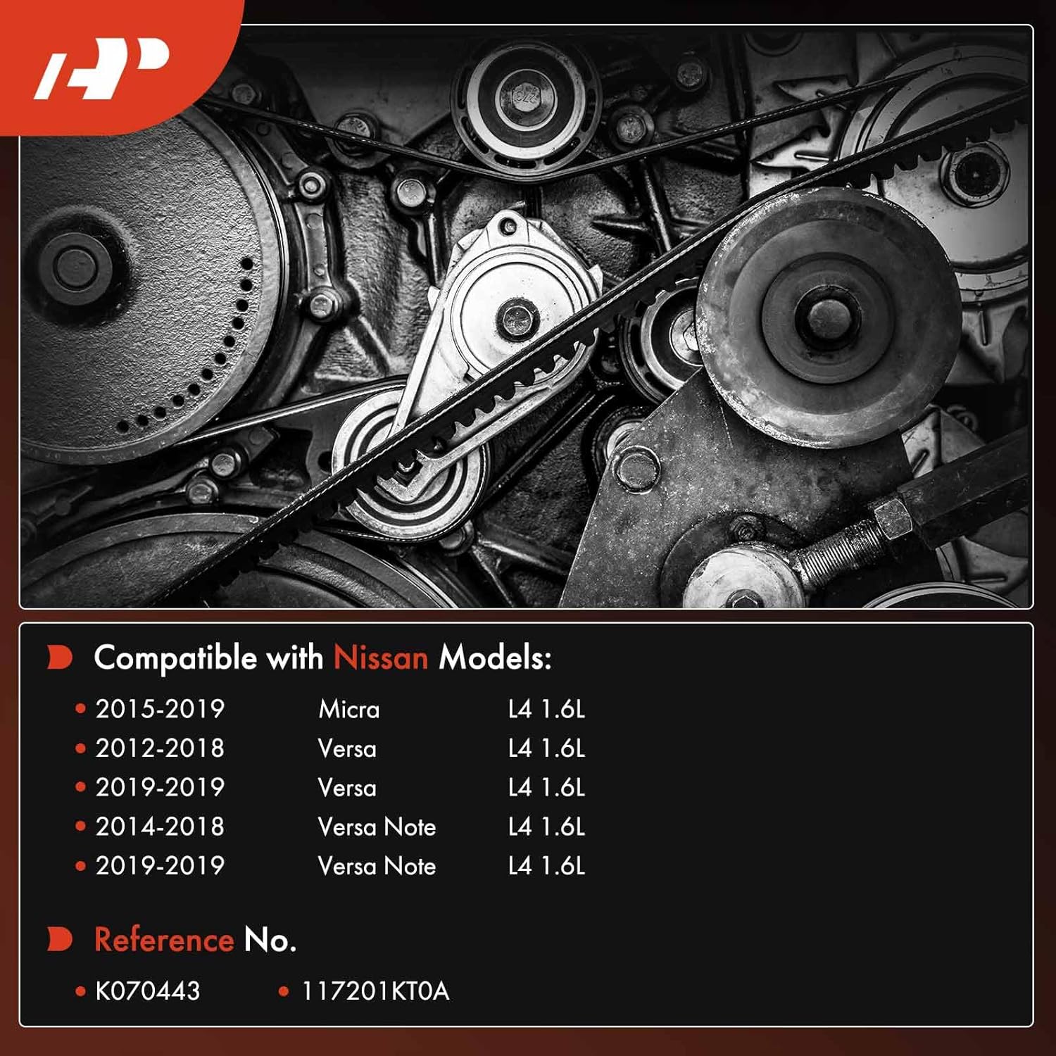 A-Premium 44.3 Inch Engine Serpentine Drive Belt Compatible with Nissan Versa 2012-2019, Micra 2015-2019, Versa Note 2014-2019, 1.6L