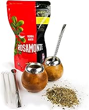 Rosamonte Yerba Mate Tea Set Traditional Zip 250 g | 2x Cup Mate Leopard Colour Pumpkin, Bombilla, Cleaning Brush, Detox and Energy Drink
