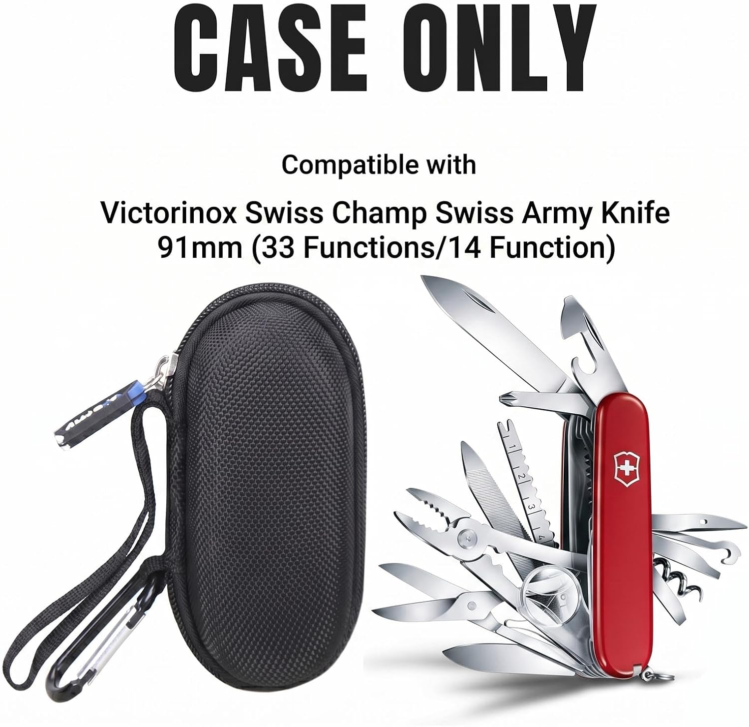 Case for Victorinox Swiss Army Multi-Tool Pocket Knife 14/33 Function 3.6" 91mm- Hard Travel Protective Carrying Storage Bag, Box Only (Black)