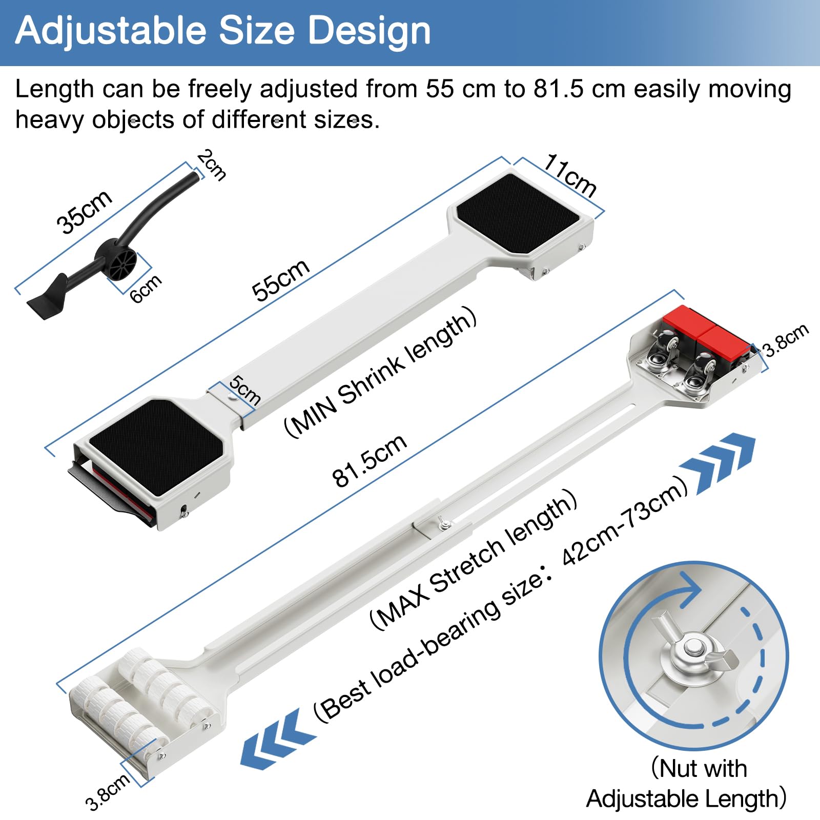 CYFIE Base para Lavadora con Freno, Sistema Deslizante Extensible 360° para Lavadora, Secadora, Frigorífico, Carga 300 kg, Blanco