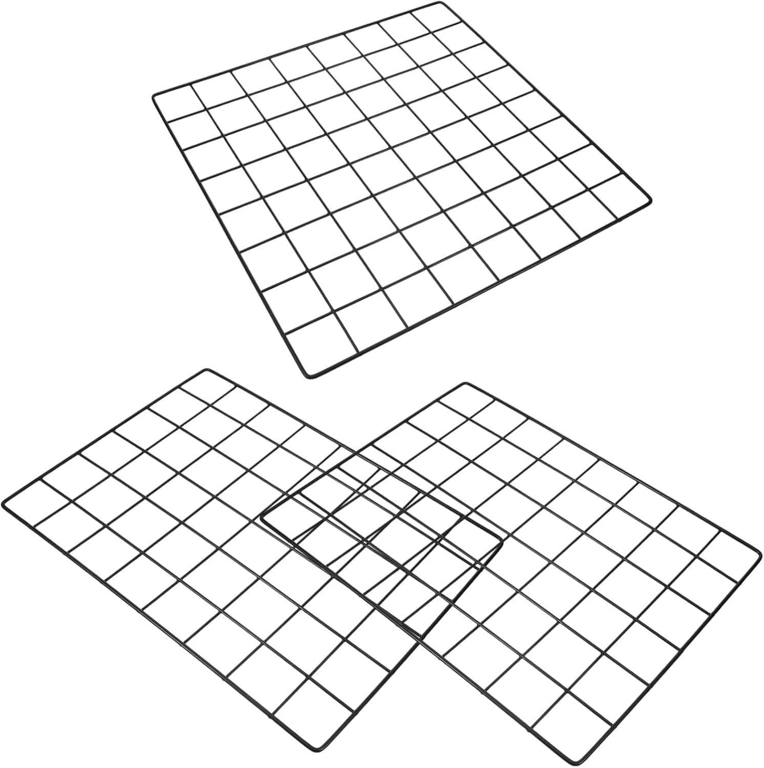 GARVALON 3-Pack Wire Wall Grid Panel Photo Display Hooks Metal Hanging Organizer for Dorm Room Bedroom Wall Decor and Home Storage Solution