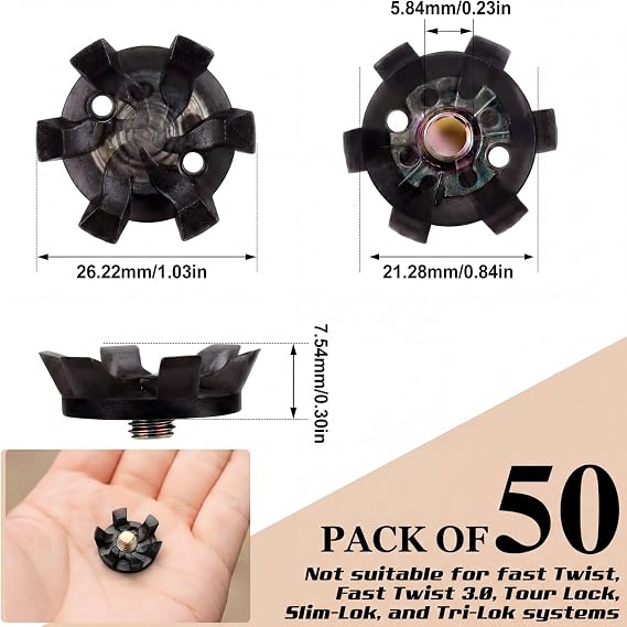 Shappy 50 Pcs Golf Shoe Spikes Replacement Metal Screw 1 Wrench Tool