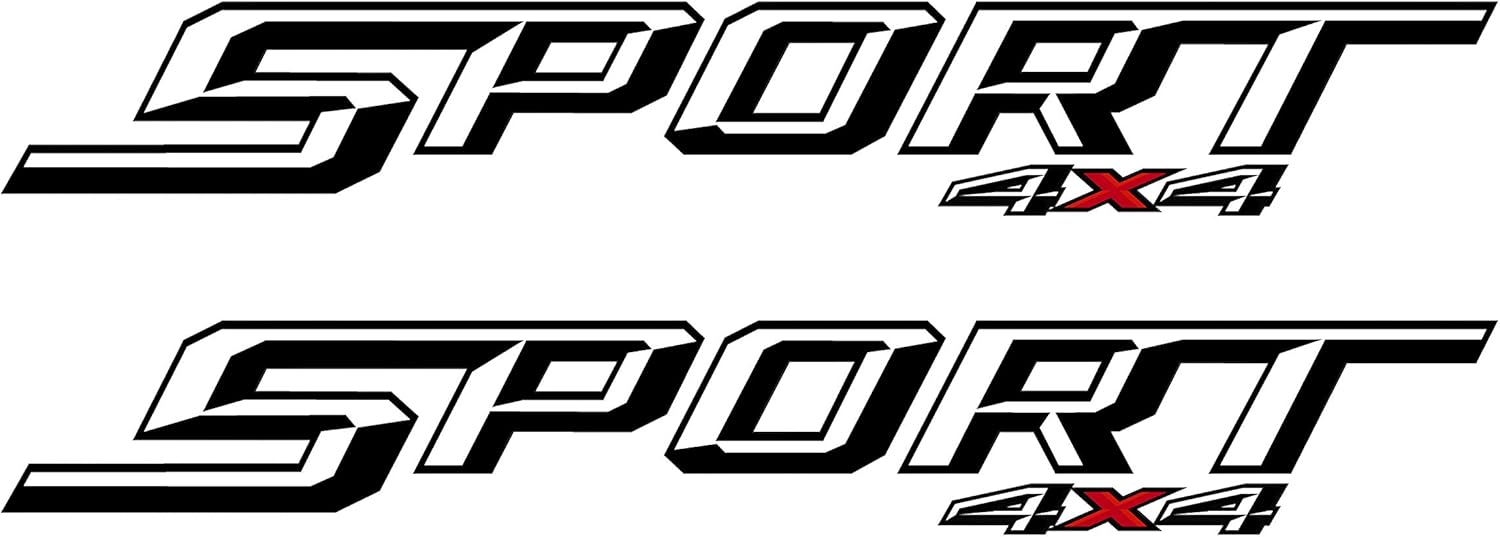 White Sport 4x4 Bedside Decals: Fits 2017-2019 Ford Trucks 2 Decals Included Air Release Vinyl