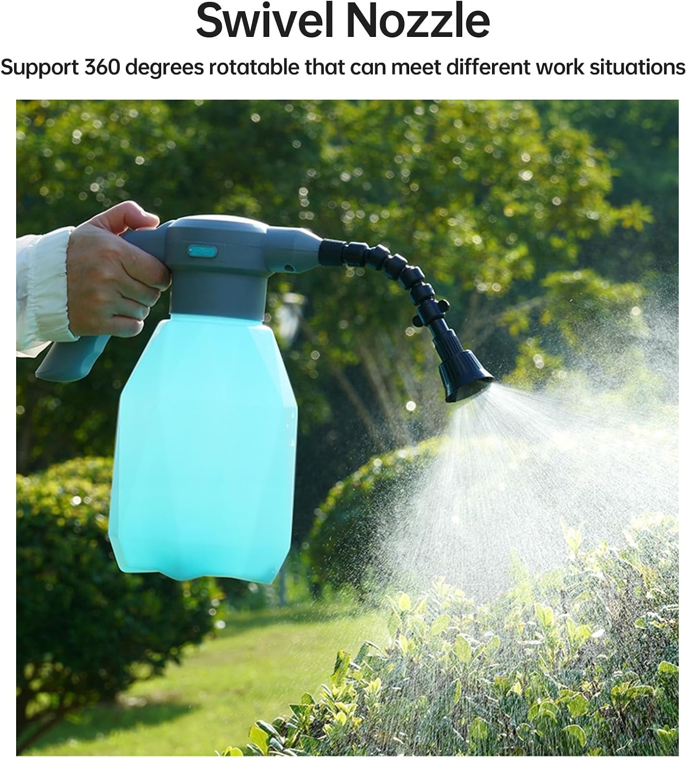 Hilitand 2L Electric Spray Bottle Plant Watering Tool Garden Sprayer with 3 Speed Settings Rechargeable Battery for Indoor Outdoor Cleaning Fertilizing (2L Transparent Bottle with Rhombus Pattern