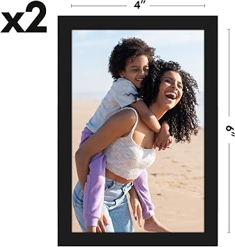 Americanflat 6x4 Photo Frame 2-Pack - Slim Moulding - Black