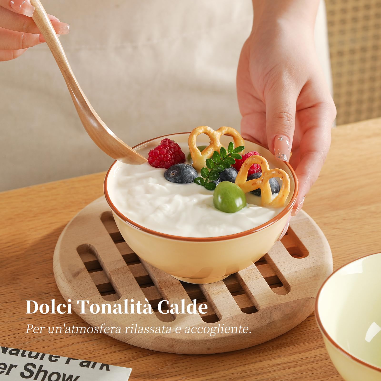 Set Ciotole Colazione Ceramica Piccole - Set di 6 Ciotole Dessert Colorate - Ciotoline Dolci - Ciotole Gelato Porcellana - Ciotola Piccola Cucina - Ciotolina Snack | Riso | Yogurt - 12 x 6 cm - 300 ml